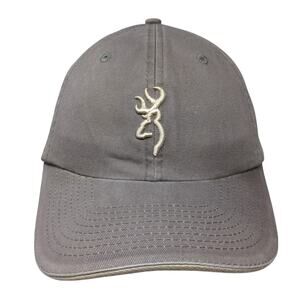 Browning Strapback Hat Gray One Size Embroidered Logo Adjustable 6 Panel